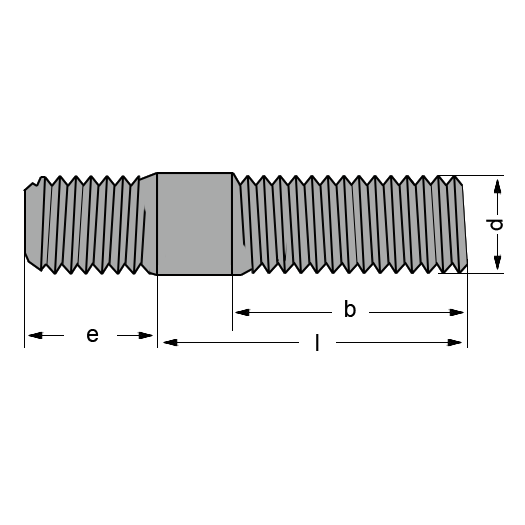 939 8.8 Steel Double End Stud