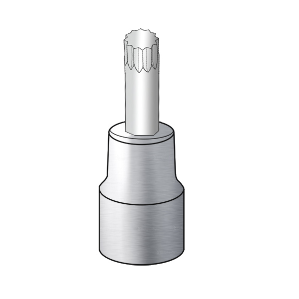 7424 Chrome Vandium Steel Chrome Plated Fluted Bit Socket 3/8 Drive