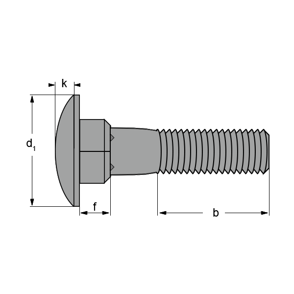 M12-1.75X100 Metric DIN603 Carriage Bolt Full Thread A2 Stainless Steel Box Qty 100 BC-M12100D603A2 by Korpek 