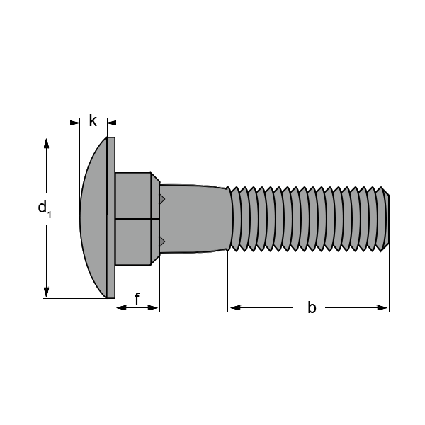 PT M6 x 1.00 x 45 MM Coarse Thread DIN 603 Class 4.6 Carriage Bolt Low Carbon Steel Zinc Plated Pk 50 PT M6 x 1.00 x 45 MM Coarse Thread DIN 603 Class 4.6 Carriage Bolt Low Carbon Steel Zinc Plated Pk 50