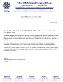 Conflict Minerals - Dodd Frank