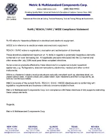 REACH RoHS WEE Compliance Statement