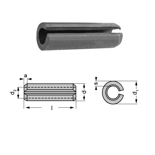 Slotted Spring Tension Pins Roll Pin Ø 1.5mm-4mm Black Zinc Plated Steel DIN1481 